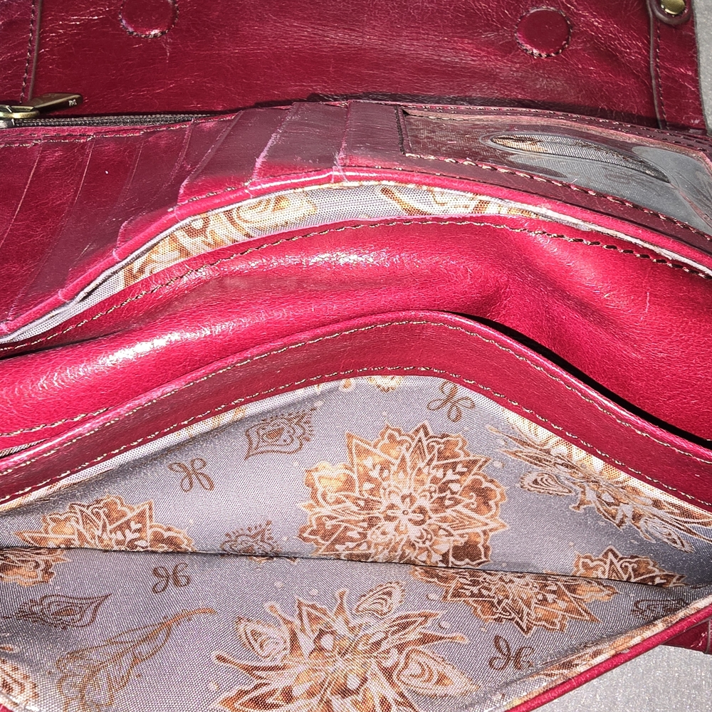 HOBO Leather Fold-Over Clutch in Deep Wine - Picture 9 of 12